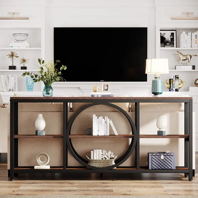 Tribesigns Console Tables|Console Tables*Console Table, 70.9" Narrow Sofa Table with 3 Tier Storage Shelves