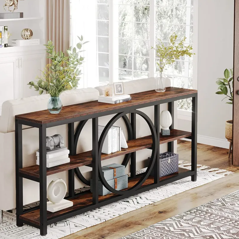 Tribesigns Console Tables|Console Tables*Console Table, 70.9" Narrow Sofa Table with 3 Tier Storage Shelves