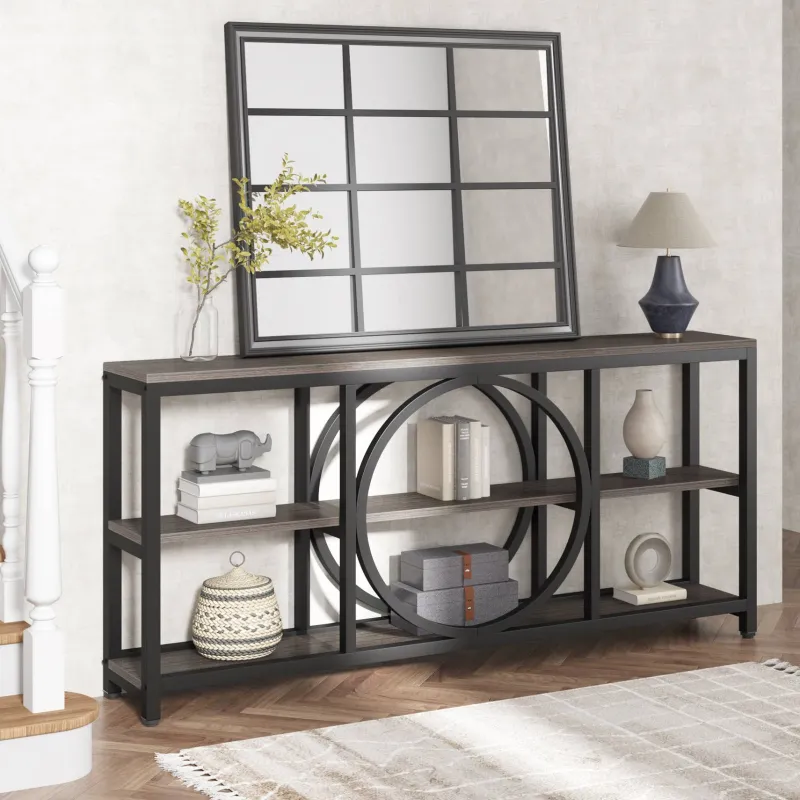 Tribesigns Console Tables|Console Tables*Console Table, 70.9" Narrow Sofa Table with 3 Tier Storage Shelves