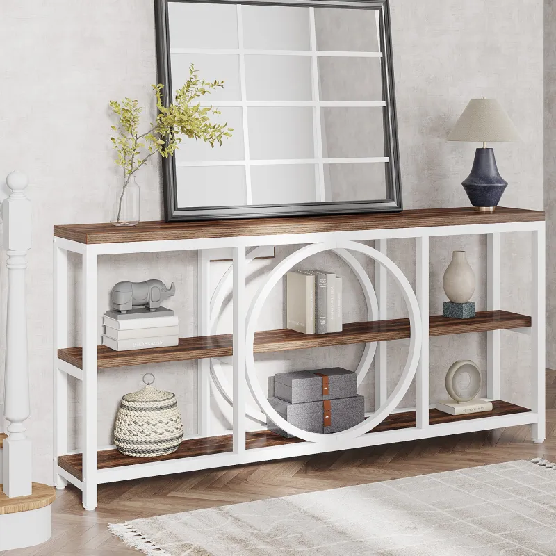 Tribesigns Console Tables|Console Tables*Console Table, 70.9" Narrow Sofa Table with 3 Tier Storage Shelves