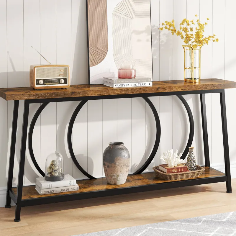 Tribesigns Console Tables|Console Tables*Console Table, 70.9" Sofa Entryway Table with 2 Open Storage Shelves