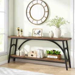 Tribesigns Console Tables|Console Tables*Console Table, 70.8” Sofa Tables Entryway Table with 2 Tier Wood Shelves