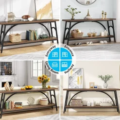 Tribesigns Console Tables|Console Tables*Console Table, 70.8” Sofa Tables Entryway Table with 2 Tier Wood Shelves