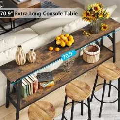 Tribesigns Console Tables|Console Tables*Console Table, 70.8” Sofa Tables Entryway Table with 2 Tier Wood Shelves