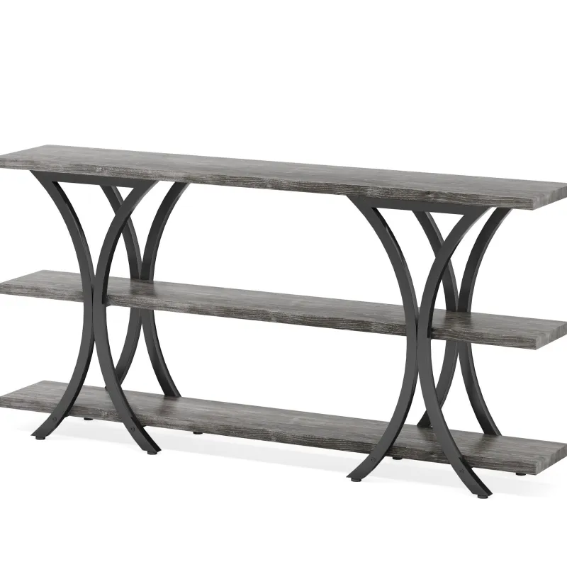 Tribesigns Console Tables|Console Tables*Console Table, Industrial Entryway Sofa Table with 3-Tier Shelves