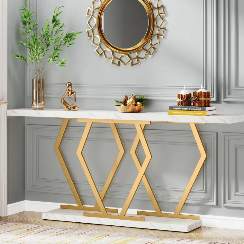 Tribesigns Console Tables|Console Tables*Console Table, Modern 70.9" Sofa Table with Faux Marble Tabletop