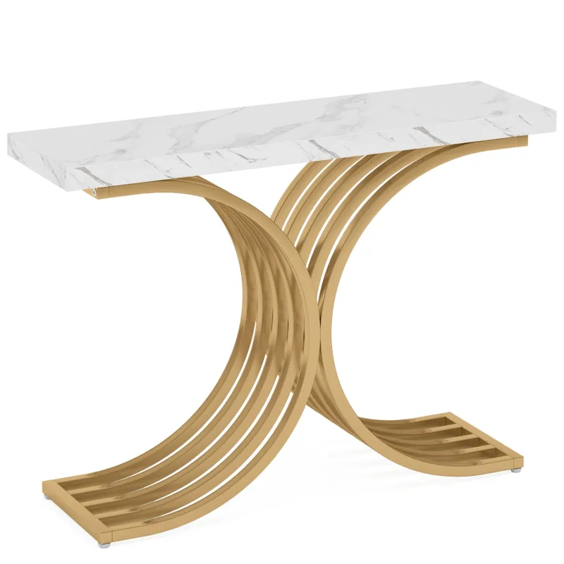 Tribesigns Console Tables|Console Tables*Console Table, Modern Faux Marble Entryway Sofa Table with Metal Base