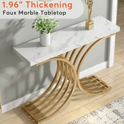 Tribesigns Console Tables|Console Tables*Console Table, Modern Faux Marble Entryway Sofa Table with Metal Base