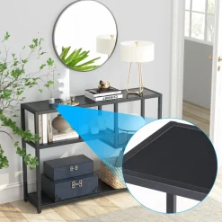 Tribesigns Console Tables|Console Tables*Console Table, Small Black Entryway Table with Storage Shelves