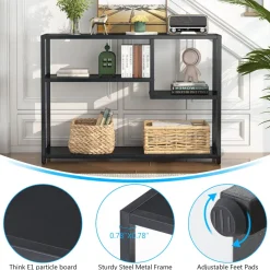 Tribesigns Console Tables|Console Tables*Console Table, Small Black Entryway Table with Storage Shelves