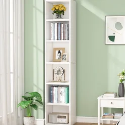 Tribesigns Corner Shelves|Corner Shelves*Corner Bookcase, Modern 6 Tier Narrow Cube Display Shelves, White