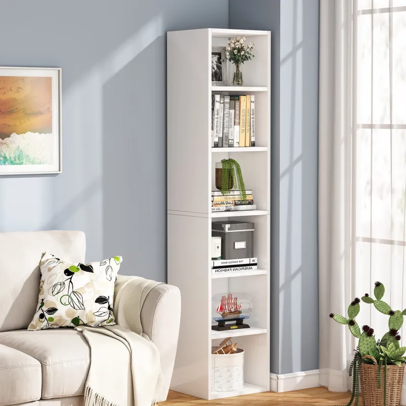 Tribesigns Corner Shelves|Corner Shelves*Corner Bookcase, Modern 6 Tier Narrow Cube Display Shelves, White