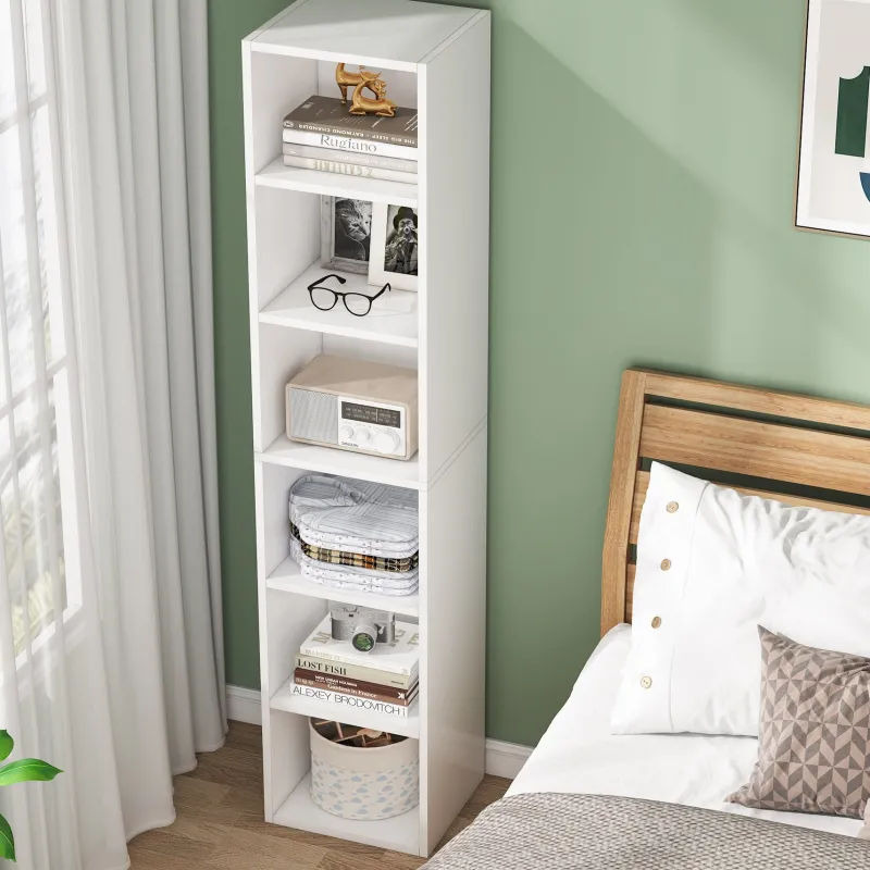 Tribesigns Corner Shelves|Corner Shelves*Corner Bookcase, Modern 6 Tier Narrow Cube Display Shelves, White