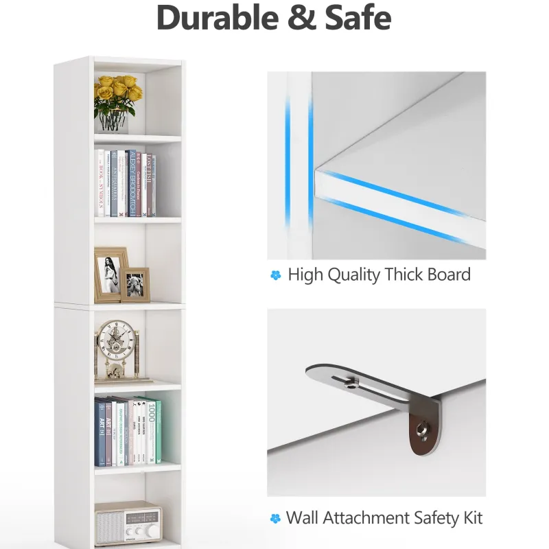 Tribesigns Corner Shelves|Corner Shelves*Corner Bookcase, Modern 6 Tier Narrow Cube Display Shelves, White