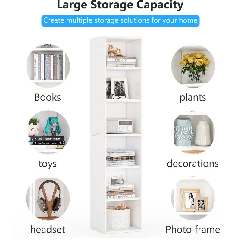 Tribesigns Corner Shelves|Corner Shelves*Corner Bookcase, Modern 6 Tier Narrow Cube Display Shelves, White