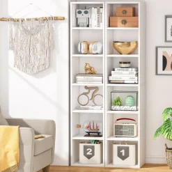 Tribesigns Corner Shelves|Corner Shelves*Corner Bookcase, Modern 6 Tier Narrow Cube Display Shelves, White