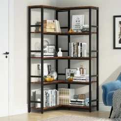 Tribesigns Corner Shelves|Corner Shelves*Corner Bookshelf, Industrial Bookcase Etagere Display Rack