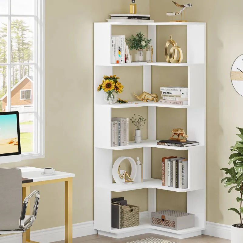 Tribesigns Corner Shelves|Corner Shelves*Corner Bookshelf, 6-Tier Corner Bookcase Display Rack