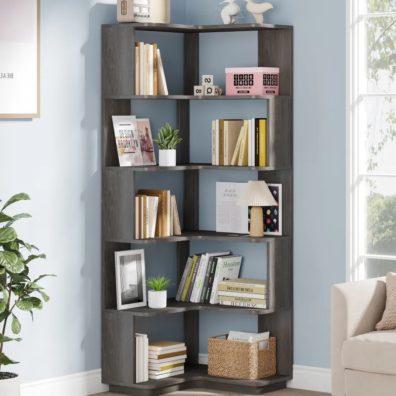 Tribesigns Corner Shelves|Corner Shelves*Corner Bookshelf, 6-Tier Corner Bookcase Display Rack