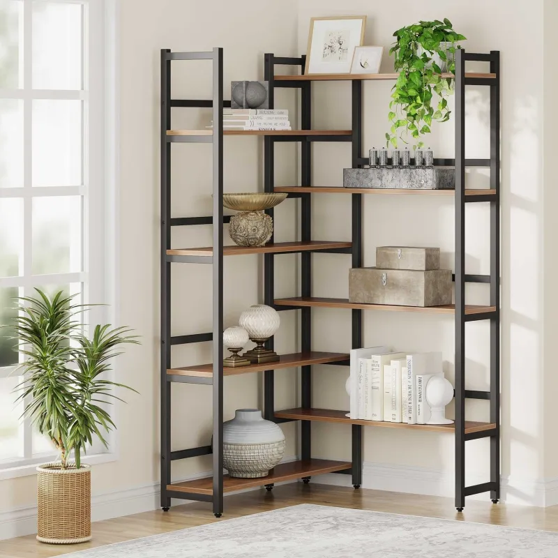 Tribesigns Corner Shelves|Corner Shelves*Corner Bookshelf, 8-Tier Industrial 70.8” Bookcase