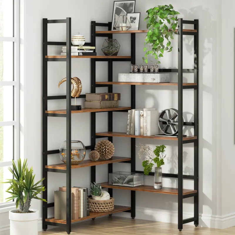 Tribesigns Corner Shelves|Corner Shelves*Corner Bookshelf, 8-Tier Industrial 70.8” Bookcase