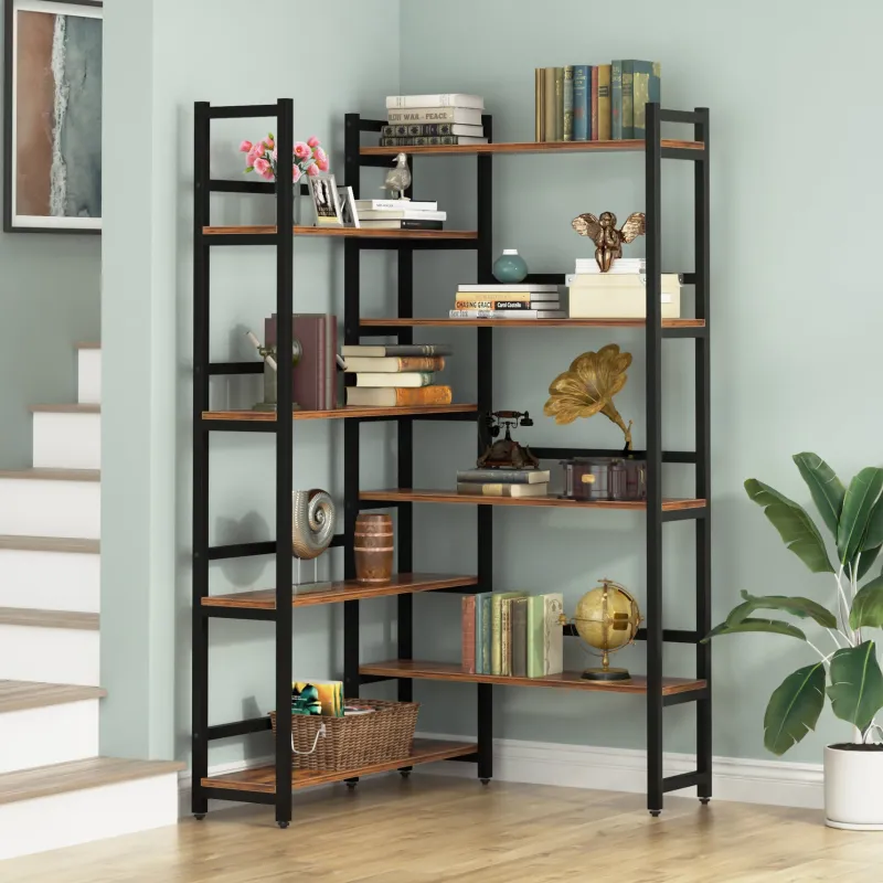 Tribesigns Corner Shelves|Corner Shelves*Corner Bookshelf, 8-Tier Industrial 70.8” Bookcase