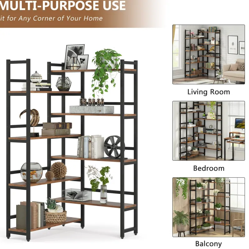 Tribesigns Corner Shelves|Corner Shelves*Corner Bookshelf, 8-Tier Industrial 70.8” Bookcase