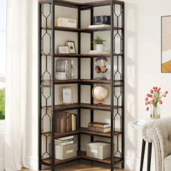Tribesigns Corner Shelves|Corner Shelves*Corner Bookshelf, 7-Tier Industrial Corner Etagere Bookcase
