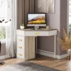 Tribesigns Makeup Vanities*Corner Desk, Triangle Computer Desk Makeup Vanity Desk with 3 Drawers