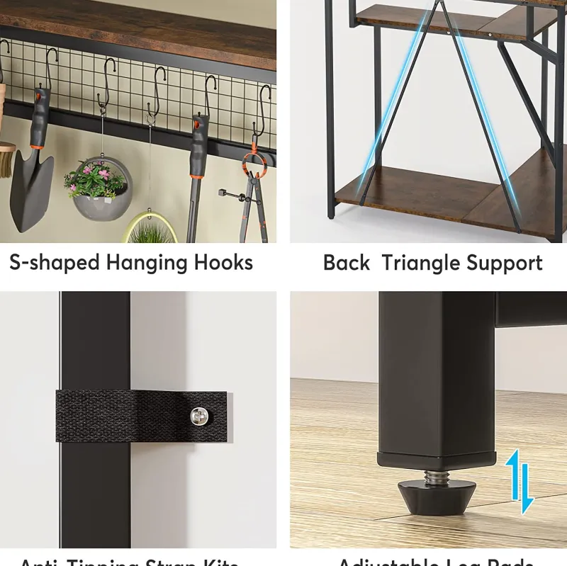 Tribesigns Plant Stands|Plant Stands*Corner Plant Stand, 67" Tall Flower Shelf with 15 Hanging Hooks