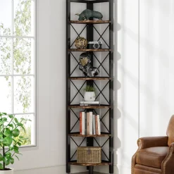 Tribesigns Corner Shelves|Corner Shelves*Corner Shelf, 5 Tier / 6Tier Corner Bookshelf Bookcase for Small Space