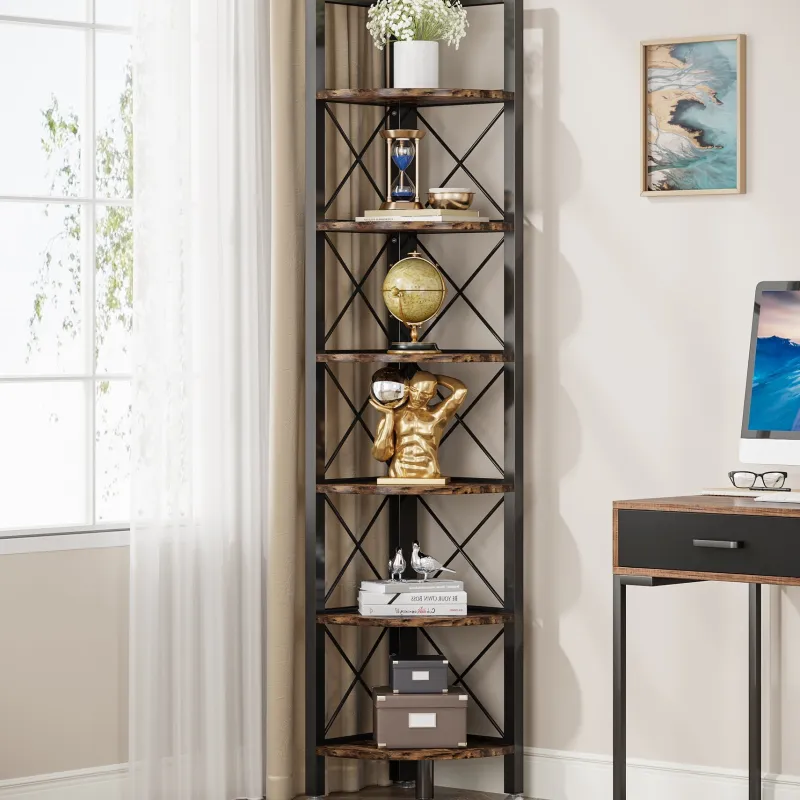 Tribesigns Corner Shelves|Corner Shelves*Corner Shelf, 5 Tier / 6Tier Corner Bookshelf Bookcase for Small Space