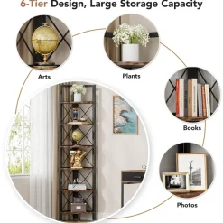 Tribesigns Corner Shelves|Corner Shelves*Corner Shelf, 5 Tier / 6Tier Corner Bookshelf Bookcase for Small Space