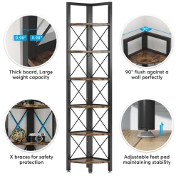 Tribesigns Corner Shelves|Corner Shelves*Corner Shelf, 5 Tier / 6Tier Corner Bookshelf Bookcase for Small Space