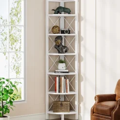 Tribesigns Corner Shelves|Corner Shelves*Corner Shelf, 5 Tier / 6Tier Corner Bookshelf Bookcase for Small Space