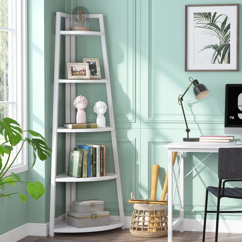 Tribesigns Corner Shelves|Corner Shelves*Corner Shelf, 5 Tier Corner Storage Rack Ladder Bookcase