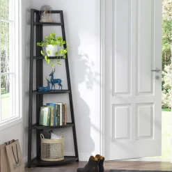 Tribesigns Corner Shelves|Corner Shelves*Corner Shelf, 5 Tier Corner Storage Rack Ladder Bookcase
