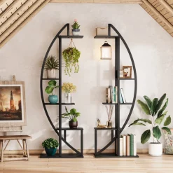 Tribesigns Plant Stands|Plant Stands*Curved Plant Stand Pack of 2, 5-Tier Flower Display Shelf