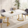 Tribesigns Dining Tables*Dining Table, 55" Rectangular Kitchen Table Faux Marble Top