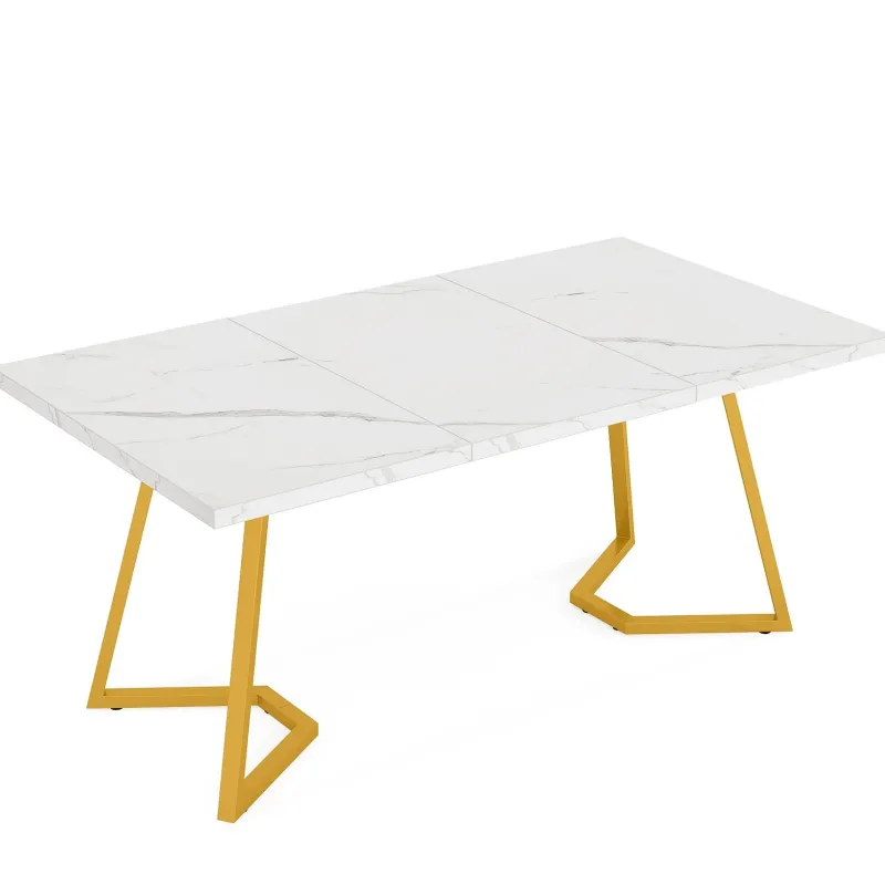 Tribesigns Dining Tables*Dining Table, 55" Rectangular Kitchen Table Faux Marble Top