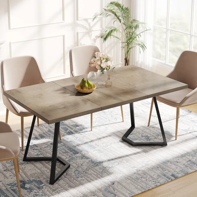 Tribesigns Dining Tables*Dining Table, 55" Rectangular Kitchen Table Faux Marble Top