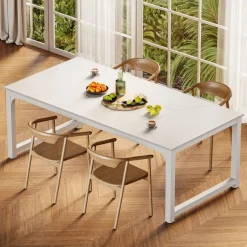 Tribesigns Dining Tables*Dining Table for 6 - 8 Person, Industrial Kitchen Table with Metal Frame