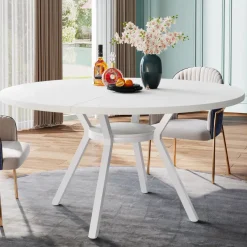 Tribesigns Dining Tables*47"Dining Table, Modern Round Kitchen Table for 4