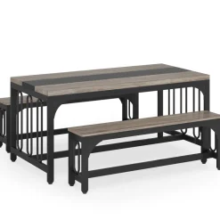 Tribesigns Dining Tables*Dining Table Set, 3-Piece Kitchen Table with 2 Benches for 4-6 People