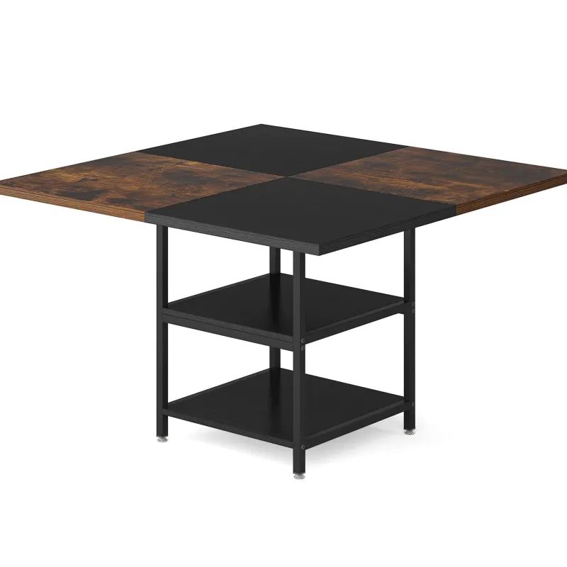 Tribesigns Dining Tables*Dining Table, Square 43" Dinner Table with Storage Shelf for 4