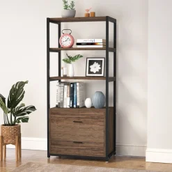 Tribesigns Bookcases & Bookshelves|Bookcases & Bookshelves*2-Drawer Bookshelf Etagere Bookcase with Open Shelves