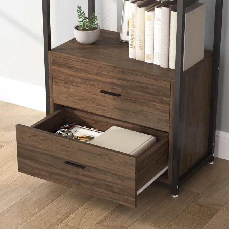 Tribesigns Bookcases & Bookshelves|Bookcases & Bookshelves*2-Drawer Bookshelf Etagere Bookcase with Open Shelves
