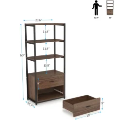 Tribesigns Bookcases & Bookshelves|Bookcases & Bookshelves*2-Drawer Bookshelf Etagere Bookcase with Open Shelves