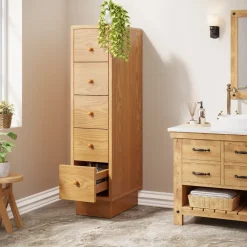 Tribesigns Chests Of Drawers*5-Drawer Chest, Wood Narrow Dresser Storage Chest of Drawers