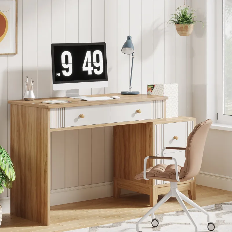 Tribesigns Desks*4-Drawer Computer Desk, Wooden Study Writing Table with Storage